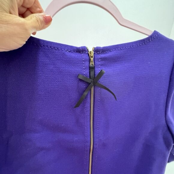 LOFT Color Block Purple Pink Dress Small Retro Zip Back Sz 2 - Picture 3 of 6